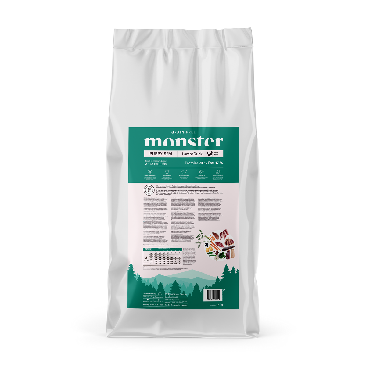 Monster Dog GF Puppy S/M Lamb/Duck 17 kg